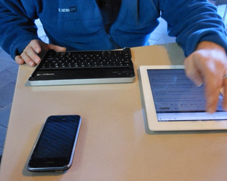 man using tablet